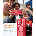 Pikkukuva 3 / 5: Magneettinen kuori iPhone 16 Pro Max -puhelimelle täydellisellä kamerasuojaimella [Yhteensopiva MagSafe-laturin kanssa] [Läpinäkyvä mattapinta] Suojaava puhelinkotelo, lämmin vaaleanpunainen Red Red iPhone 14 Pro