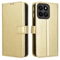 Crazy Horse Textur Läder Plånboksfodral för Honor 200 Smart 5G/Play 60 Plus 5G Gold