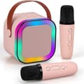 Portable Karaoke Machine with Bluetooth Speaker & 2 Wireless Microphones Pink