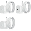 Glad-3-pack - Mobilladdare - Kompatibel med iPhone - Adapter + Kabel 20W USB-C Vit 3-Pack 3-Pack,3-Pack,med iPhone