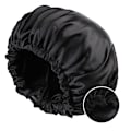 Miniatyrbilde 2 av 4: Satin Nattlue for Kvinner, Dobbelt Lag, Justerbare Knapper, Svart+Rød Black+Red