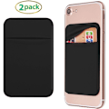 Miniatyrbilde 2 av 5: Mobil Lomme Selvklebende Kortholder Festes På Lommebokdeksel med Selvklebende ID Kredittkort Bankkort Holder for iPhone Android 2 PACK SVART