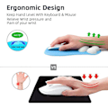 Miniatyrbilde 2 av 5: Musematte med kattepote og håndleddsstøtte, portabel ergonomisk sklisikker gamingmusematte for smertelindring i håndleddet (27,2 x 19,6 x 2,8 cm) (Blå)