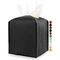 Miniatyrbild 1 av 5: Läderfodral för fyrkantig servettbox – med bottenbälte, modern PU-läder kubformad servettboxhållare