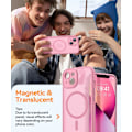 Miniatyrbild 3 av 5: Magnetiskt skal för iPhone 16 Pro Max med fullständigt kameraskydd [MagSafe-kompatibelt] [Genomskinligt matt] Skyddande telefonfodral, varmrosa Pink Pink iPhone 13