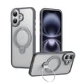 Kompatibel med iPhone 17 skal, med dubbla ringar MagSafe magnetiskt stativ. Mattgrå