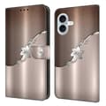 Kompatibelt iPhone 17-fodral med magnetlås, 3D-mönster och plånboksdesign i läder Silver Silver Flower