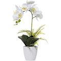 Miniatyrbild 1 av 3: Vit Konstgjord Orkidé i Vit Kruka, Vit Phalaenopsis Orkidé Badrum Inomhus Dekoration
