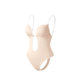 Miniatyrbillede 1 af 4: Formbevarende Body til Kvinder, Rygløs, Med Bryststøtte, Dyb V-udskæring, Transparente Stropper, Mavekontrol, Sømløs, Til Kjoler XL