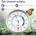 Miniatyrbillede 3 af 5: Indendørs Analog Hygrometer Termometer - Rustfrit Stål Luftfugtighedsmåler Og Rumtermometer