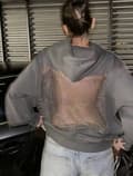 Miniatyrbilde 1 av 2: Backstage Crystal Mesh Hoodie | Trendy Street Style Pullover Sweatshirt *M* Grå grey M