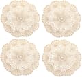 Handgjorda bomulls virkade spetsunderlägg, ca 20 cm, 4-pack (beige)