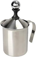 Manuel mælkeskummer, manuel mælkeskummer i rustfrit stål, håndholdt kaffemælkeskummer, manuel mælkeskummer (400 ml)