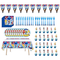 Miniatyrbilde 2 av 4: Sonic bursdagsfesttilbehør tegneserie festdekorasjoner inkluderer banner, duk, servietter, bordartikler, tallerkener, cupcake-dekorasjoner