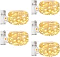 5-pak LED-lyskæder med batteri og timer, 2 m 20 LED Miniatur Sølvtråd Lyskæder