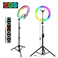 Miniatyrbillede 1 af 4: Ringlampe til bærbar computer, videokonference, 8\" LED-ringlampe til selfie med forlængerarm