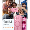 Miniatyrbild 2 av 5: Magnetiskt skal för iPhone 16 Pro Max med fullständigt kameraskydd [MagSafe-kompatibelt] [Genomskinligt matt] Skyddande telefonfodral, varmrosa Pink Pink iPhone 16