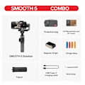 Miniatyrbild 2 av 7: Zhiyun Smooth 5 Smartphone 3-axlig Handhållen Stabilisator - Combo svart