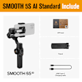 Miniatyrbild 4 av 4: Zhiyun Smooth 5s AI 3-axlig handhållen gimbalstabilisator-standard svart