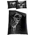 Miniatyrbild 2 av 3: Spiral Direct Skull Scroll Påslakan Set Enkelsäng Svart Black Single