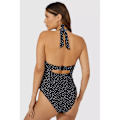 Miniatyrbild 2 av 4: Underbar dam/dam Spotted Non-Padded Tankini Top 34F Monokrom Monochrome 34F