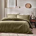 Miniatyrbild 1 av 3: Yard Waffle Textured Påslakan Set Enkelsäng Oliv Olive Single