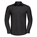 Miniatyrbild 1 av 2: Russell Collection Herr Långärmad Poly-Cotton Easy Care Skräddarsydd Poplin Black L