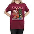 Miniatyrbild 3 av 5: The Flintstones Dam/Damer Jul Fair Isle Bomull Pojkvän Burgundy XXL