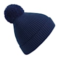Miniatyrbild 1 av 3: Beechfield Unisex Engineered Knit Ribbed Pom Pom Beanie One Size Oxford Navy One Size