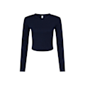 Miniatyrbild 1 av 3: Bella + Canvas Dam/Dam Plain Micro-Rib Långärmad Crop Solid Navy 6 UK - 8 UK
