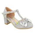Miniatyrbild 1 av 4: Where's That From Girls Chava Bow Faux Leather Diamante Mid Hig Silver 2 UK