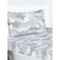 Miniatyrbild 2 av 2: Bedding & Beyond Camouflage Fitted Bed Sheet Set Single White/G White/Grey Single