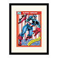 Miniatyrbild 1 av 2: Captain America Trading Card Mounted Print 40cm x 30cm Multicol Multicoloured 40cm x 30cm