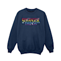 Miniatyrbild 1 av 3: Netflix Girls Stranger Things Rainbow Dot Logo Sweatshirt 7-8 år Navy Blue 7-8 Years