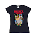 Miniatyrbild 1 av 3: Netflix Dam/Kvinnor Stranger Things Jul Affisch Bomull T-shirt Navy Blue XL