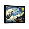 Miniatyrbild 2 av 2: Wave Collection Starry Waves Inramad Affisch 40cm x 30cm Blå/Creme Blue/Cream/Yellow 40cm x 30cm
