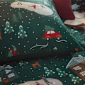Miniatyrbild 2 av 2: Furn Winter Pines Fleece Påslakan Set Enkelsäng Tallgrön Pine Green Single