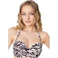 Miniatyrbild 1 av 2: Snygg Zebra-Tryckt Bikinitopp för Kvinnor/Dam 34GG Svart Black/Mottled White 34GG