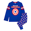 Miniatyrbild 1 av 5: Captain America Pojk Sköld Lång Pyjamas Set 3-4 År Blå Blue 3-4 Years