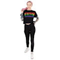Miniatyrbild 4 av 5: Blondie Dam/Kvinnor Regnbåge Crop T-Shirt XL Svart/Blå/Orange Black/Blue/Orange XL
