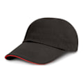 Miniatyrbild 1 av 3: Result Unisex Lågprofil Tung Borstad Bomulls Basebollkeps Med Sandwichtopp (2-pack) Black/Red One Size