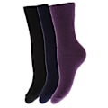 Miniatyrbild 1 av 2: FLOSO Barn Vinter Termiska Sockor (3-pack) UK Black/Navy/Purple UK Shoe: 9-12, EUR 26-31 (5-7 years