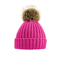 Miniatyrbild 2 av 2: Beechfield Pom Pom Faux Fur Chunky Knit Beanie One Size Fuchsia Fuchsia One Size