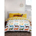 Miniatyrbild 1 av 6: Rapport Tax Dachshund Påslakan Set Enkelsäng Vit/Gul White/Yellow Single