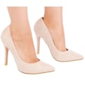 Miniatyrbild 1 av 2: Where's That From Damskor/Damer Leah Mockaskinn Spetsiga Högklackade Pumps Light Cream 8 UK
