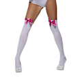 Miniatyrbild 2 av 2: Smiffys Dam/Dam Bow Opaque Stay-ups One Size Whi White/Fuchsia One Size