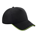Miniatyrbild 1 av 2: Beechfield Vuxen Unisex Authentic 5 Panel Piped Peak Cap One S Black/Lime Green One Size