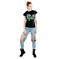 Miniatyrbild 2 av 4: Rick And Morty Dam/Kvinnors Ögonboll Skalle Bomull T-Shirt M Svart Black M