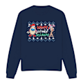 Miniatyrbild 1 av 5: Ren & Stimpy Unisex Vuxen Glad Illaluktande Helger Jul Tröja Navy M