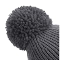 Miniatyrbild 2 av 3: Beechfield Unisex Engineered Knit Ribbed Pom Pom Beanie One Size Graphite Grey One Size